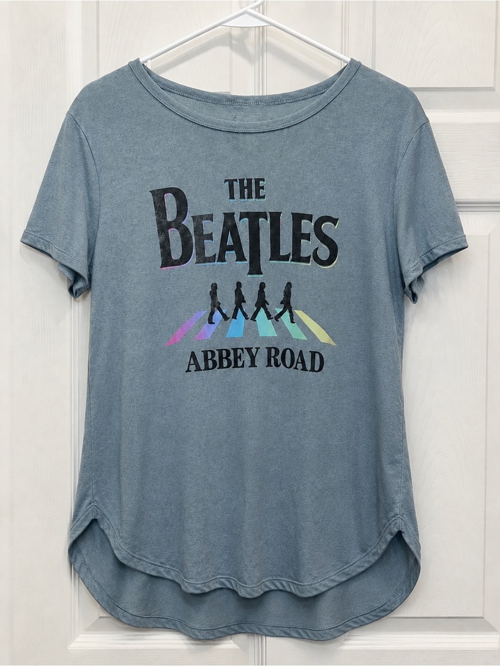 The Beatles Abbey Road Distressed Graphic Tee Gray Green Band Shirt Size Large